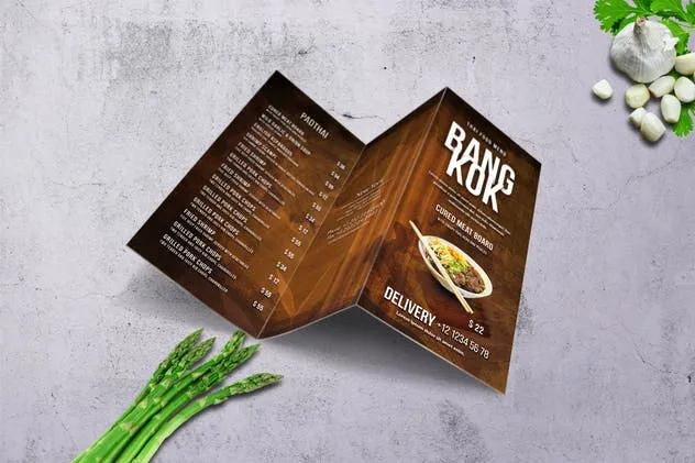 泰国菜餐厅三折页菜单设计模板 Thai Trifold A4 and US Letter Menu插图(4)