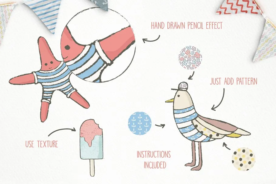 可爱海洋生物手绘插画剪贴画 Cute Sea Collection Pro插图(4)