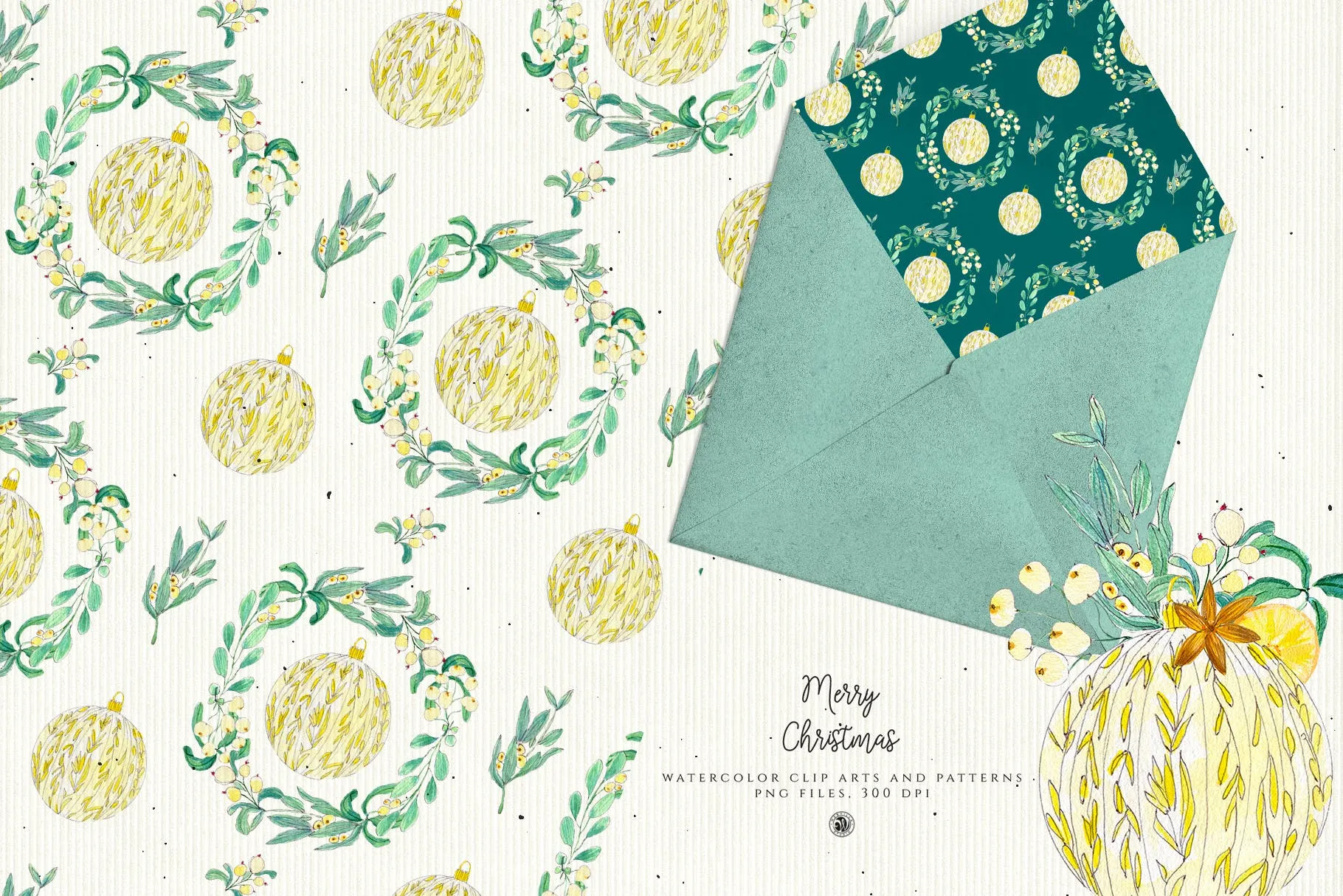 水彩手绘圣诞装饰元素PNG高清图片素材 Christmas Decorations插图(1)