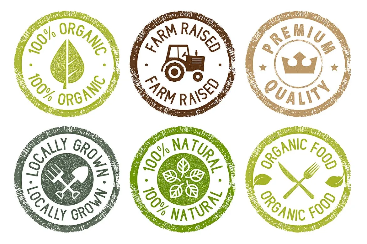 有机食品贴纸标志设计模板素材 Organic Food Stickers Collection插图