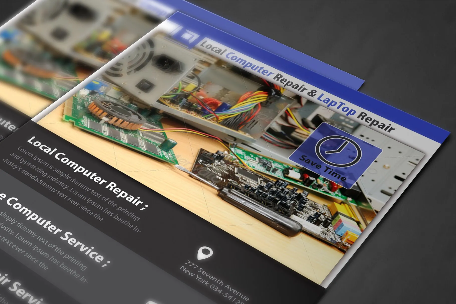 经典电脑维修传单模板 Computer Repair Flyer Template插图(3)