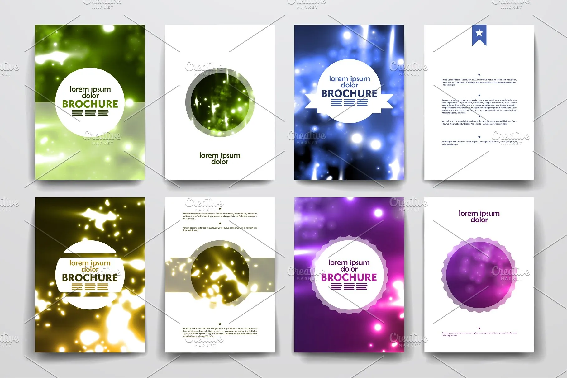 萤火虫光点背景画册模板 Set of Beautiful Brochures