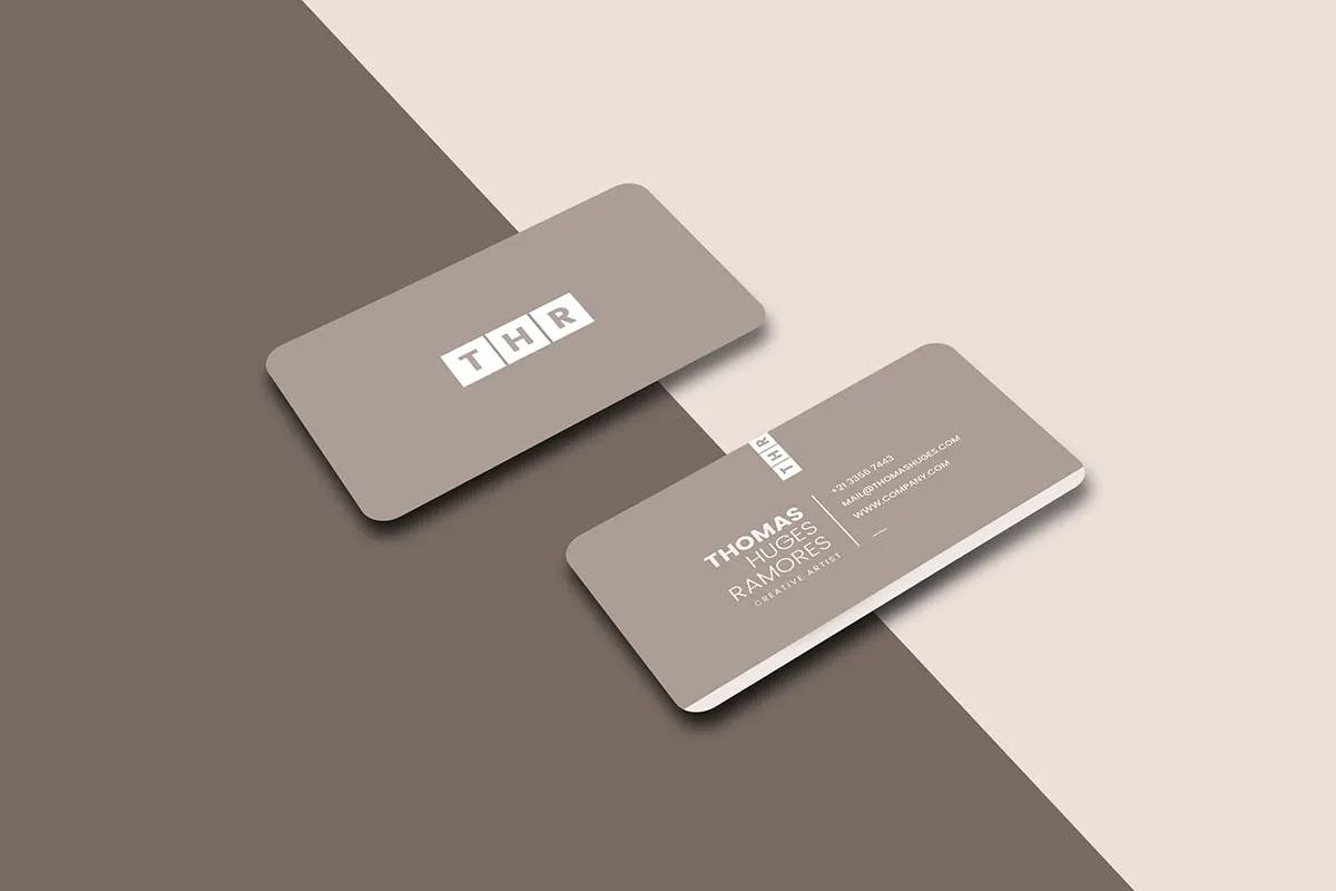 矩形圆角设计风格企业素材库精选名片模板 Business Card插图