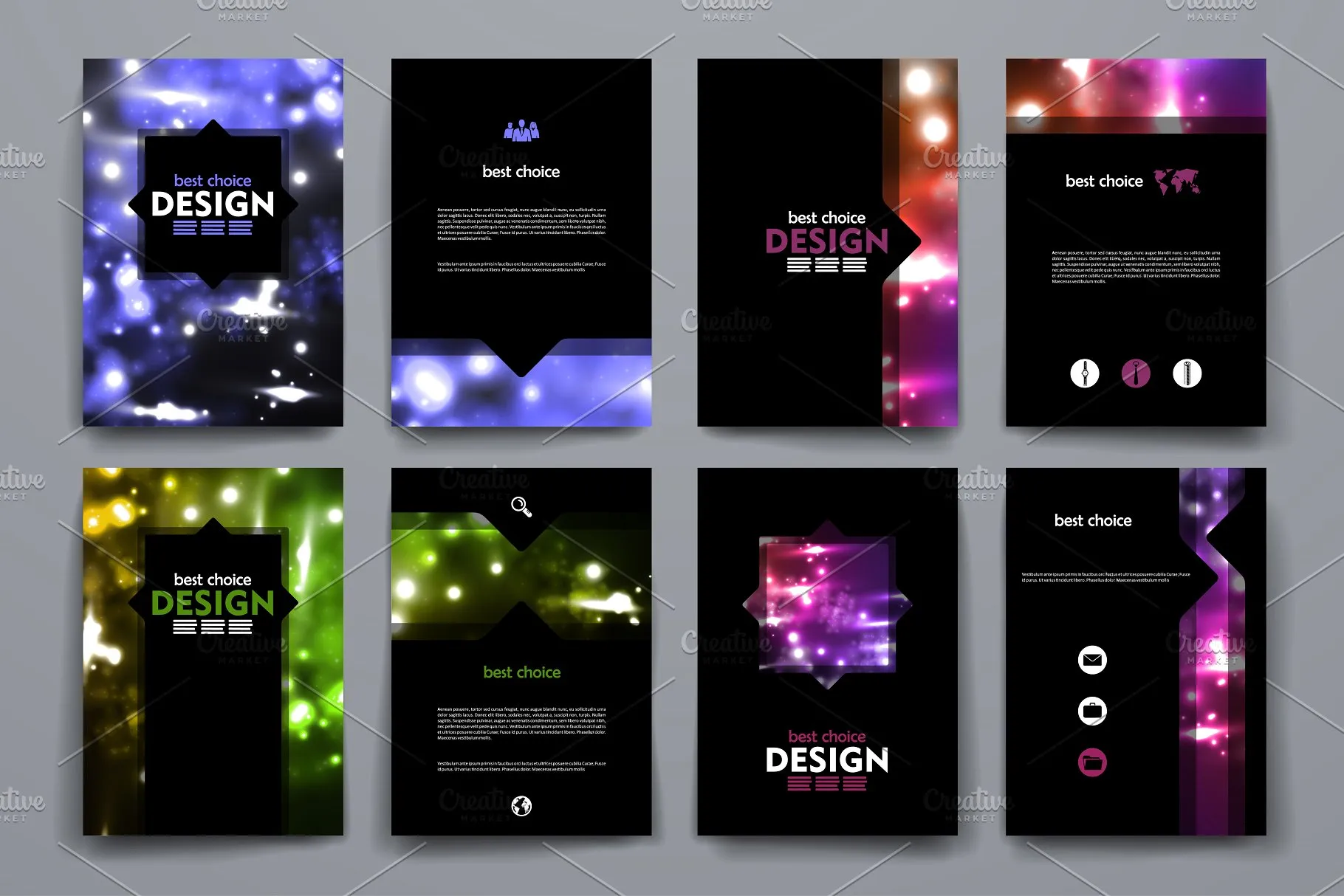 萤火虫光点背景画册模板 Set of Beautiful Brochures插图(1)