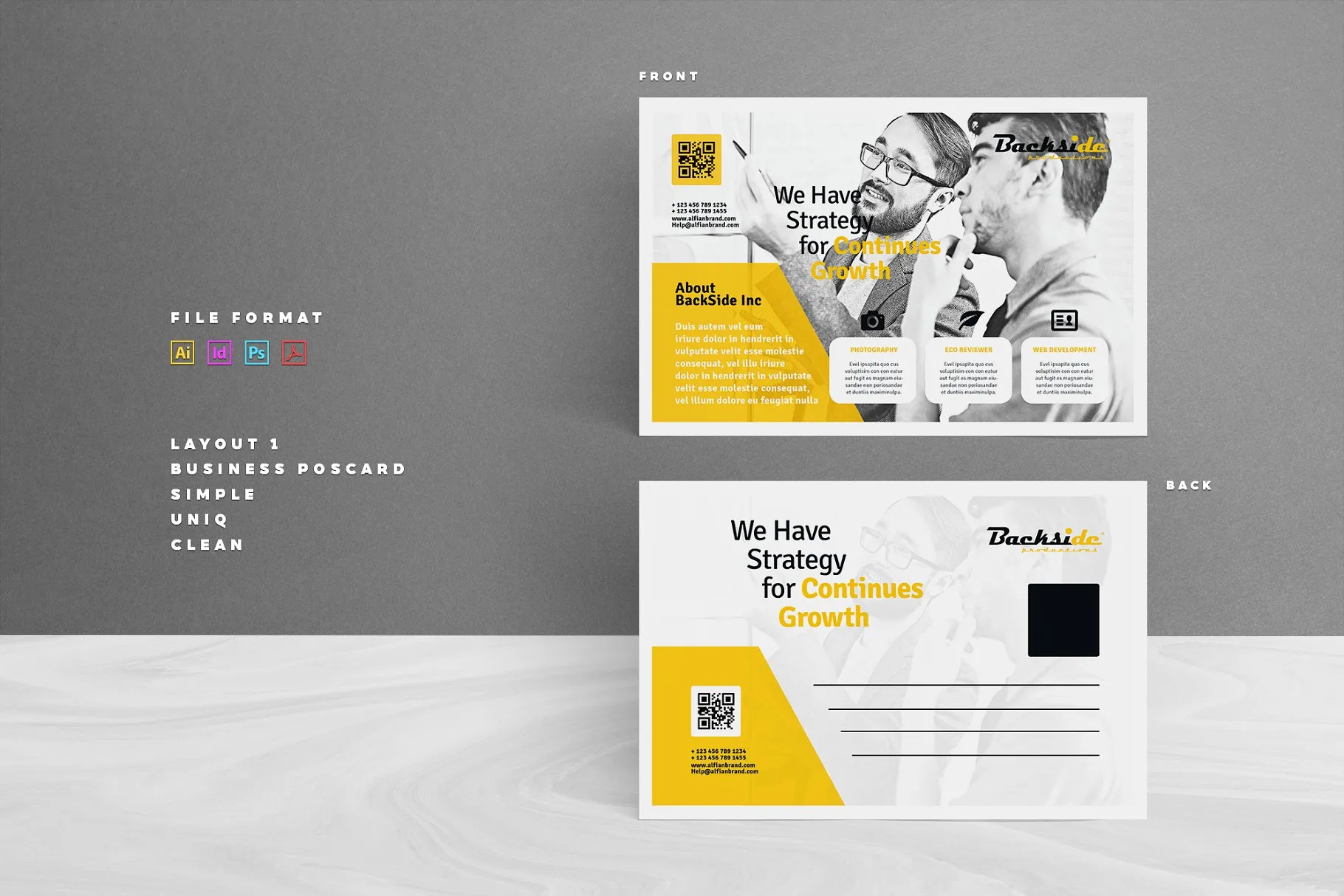 优质黄色色调明信片贺卡模板 Postcard插图(1)