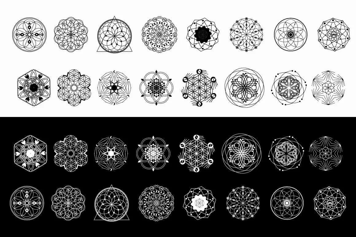 16个占星术曼陀罗神圣符号矢量几何图形素材 16 Sacred symbols插图(4)