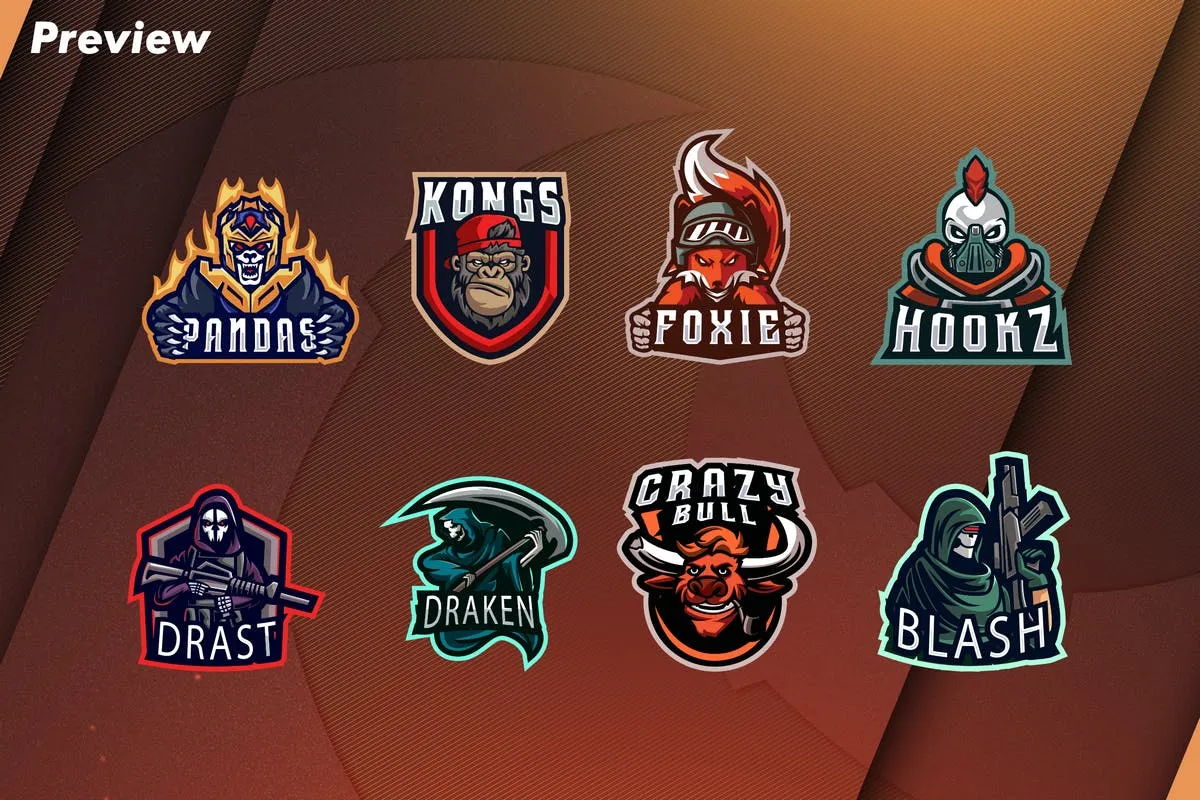 电子竞技俱乐部队徽Logo设计素材库精选模板合集 E Sports Logo Bundle插图(7)