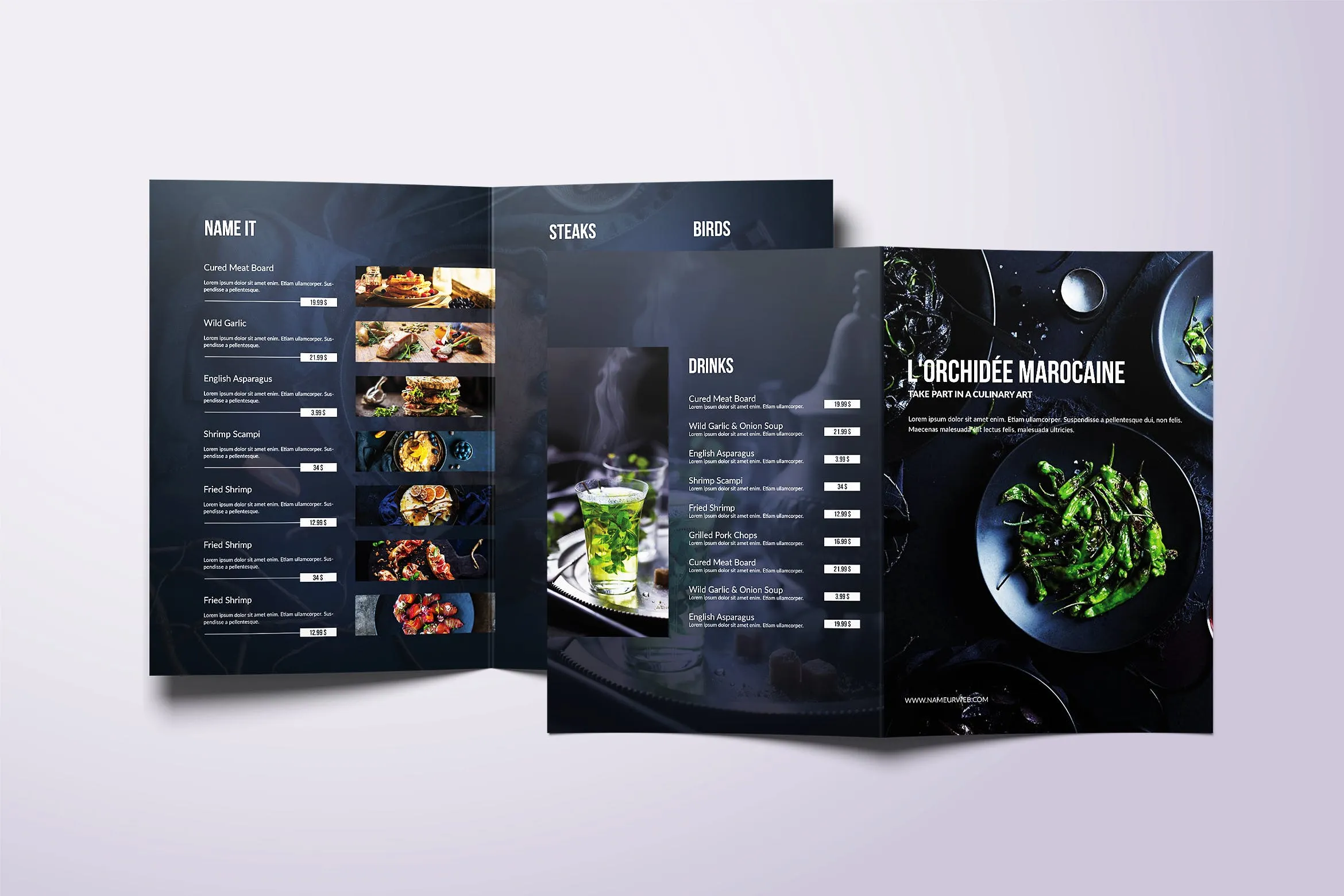 A4&美国信纸尺寸餐厅折页点餐菜牌设计模板 Fresh Minimal Bifold A4 & US Letter Food Menu插图