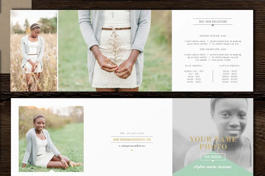 摄影室作品宣传折页模板素材  Senior Photographer Price List插图