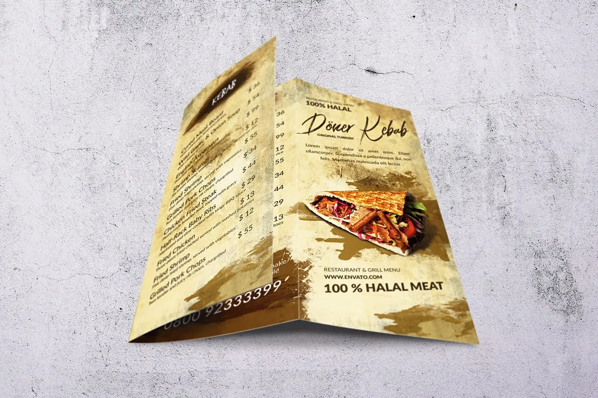 土耳其烤肉菜单设计模板 Doner Kebab Vintage Food Menu Bundle插图(9)