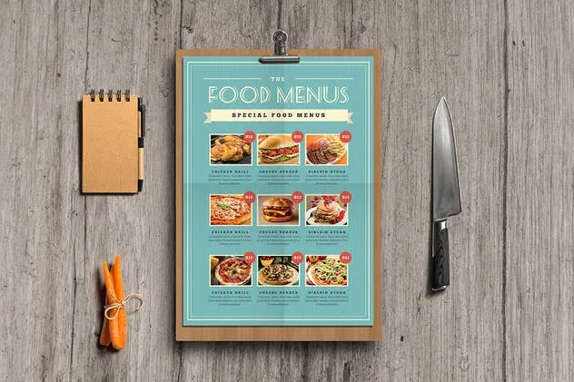 复古设计风格西式餐厅菜单设计PSD模板 Retro Vintage Food Menu插图(5)