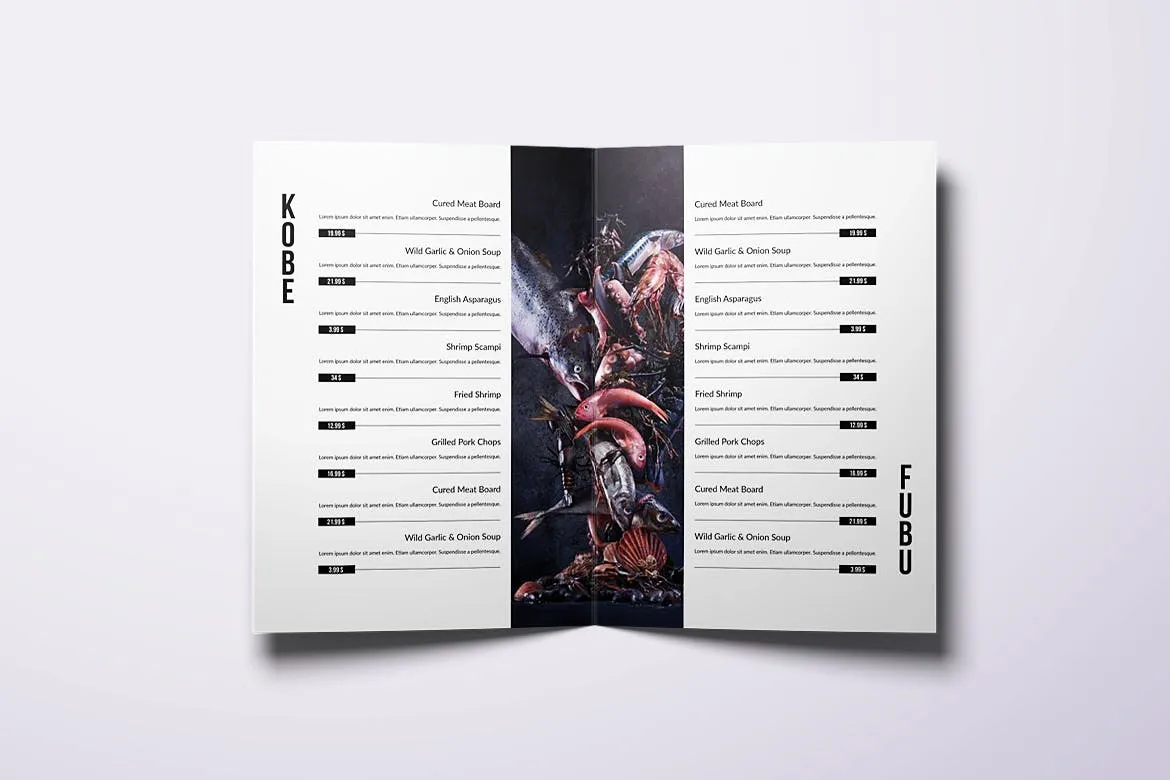 亚洲美食餐馆菜单设计模板合集 Asian Cuisine Elegant Food Menu Bundle插图(4)