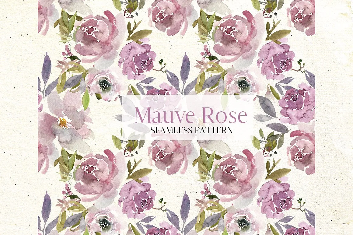淡紫色玫瑰水彩花卉剪贴画 Mauve Rose Watercolor Floral Clipart插图(4)