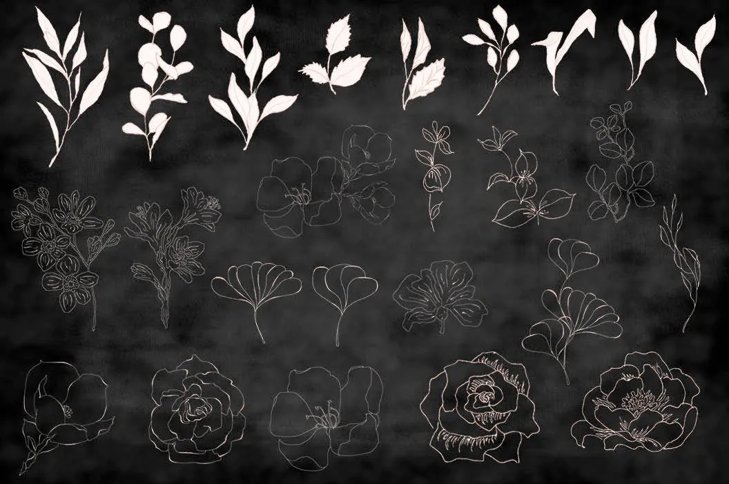 腮红色水彩手绘叶子图案剪贴画PNG素材 Blush Foliage Clip Art Bundle插图(8)