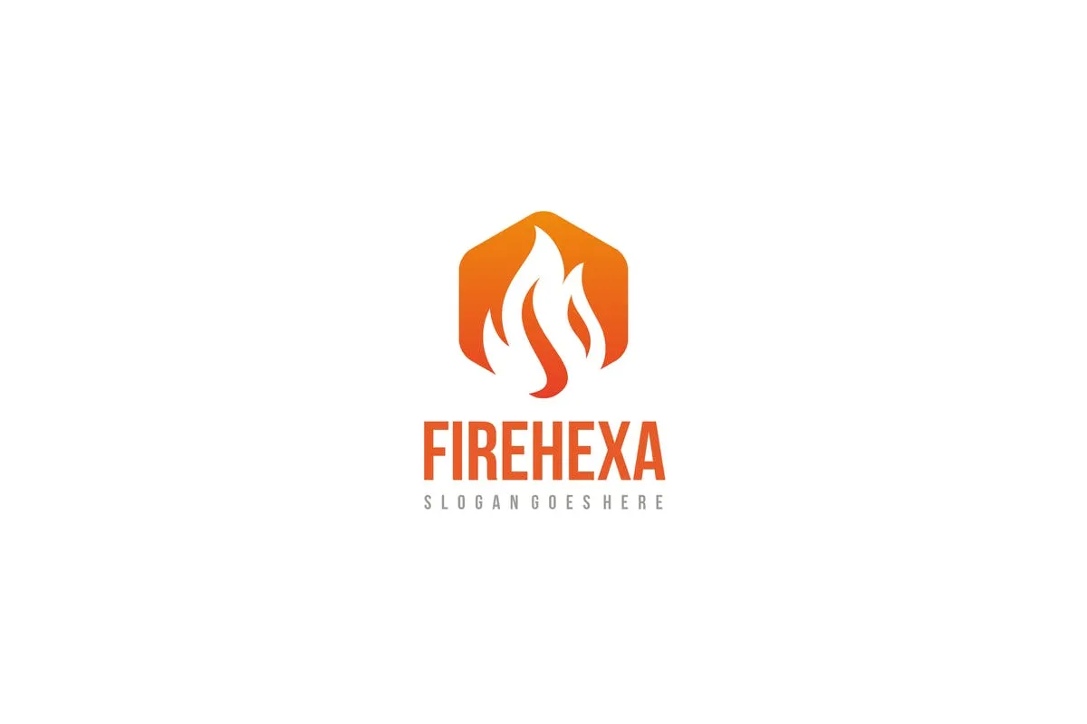 六边形火焰企业创意Logo设计模板 Fire Hexagon Logo插图