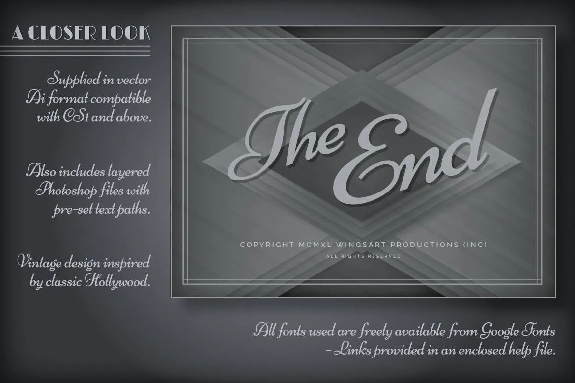 复古好莱坞电影/海报标题设计模板素材 Vintage Hollywood Movie Titles插图(4)