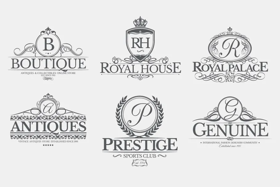 纹章风格Logo模板v1 Heraldic Crest Logos Vol.1插图(2)