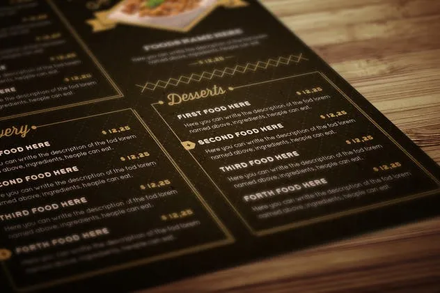 高端优雅餐厅菜单插画设计模板 Elegant Food Menu 3 Illustrator Template插图(5)