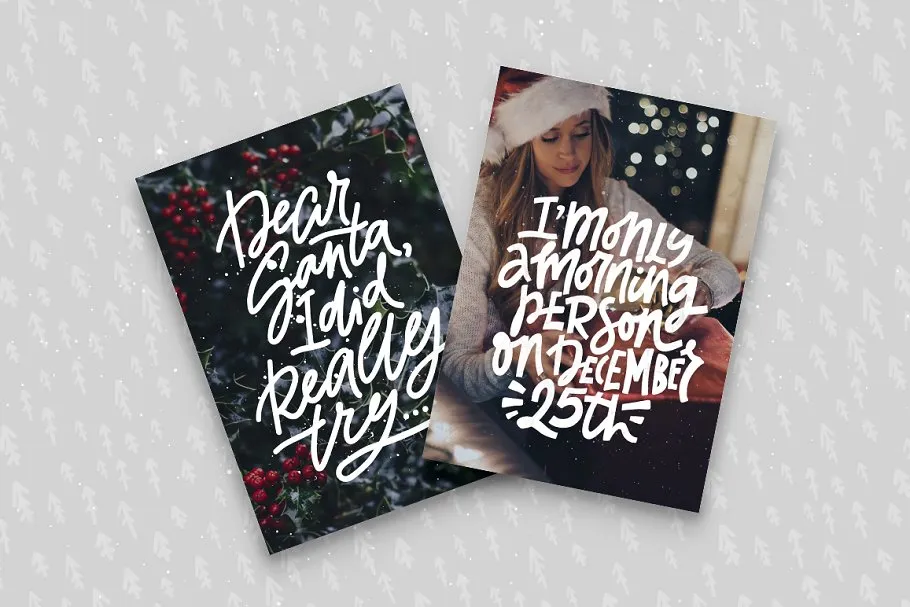 可爱圣诞祝福语&剪贴画素材 Fun Christmas Lettering & Clipart插图(4)