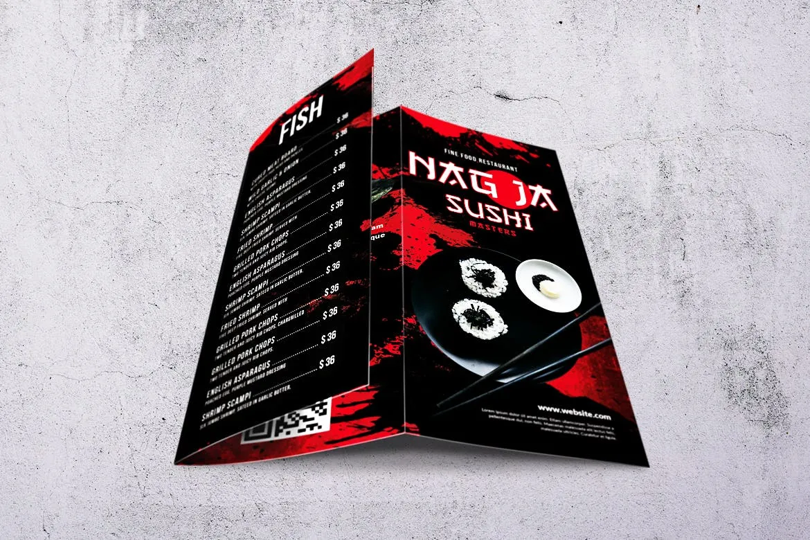 名古屋寿司日式料理菜单设计模板合集 Nagoya Sushi Japanese Food Menu Bundle插图(8)