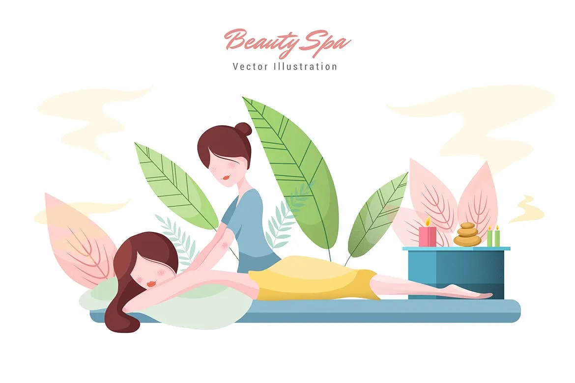 美容SPA主题矢量插画素材库精选设计素材v5 Beauty Spa Vector Illustration插图(1)