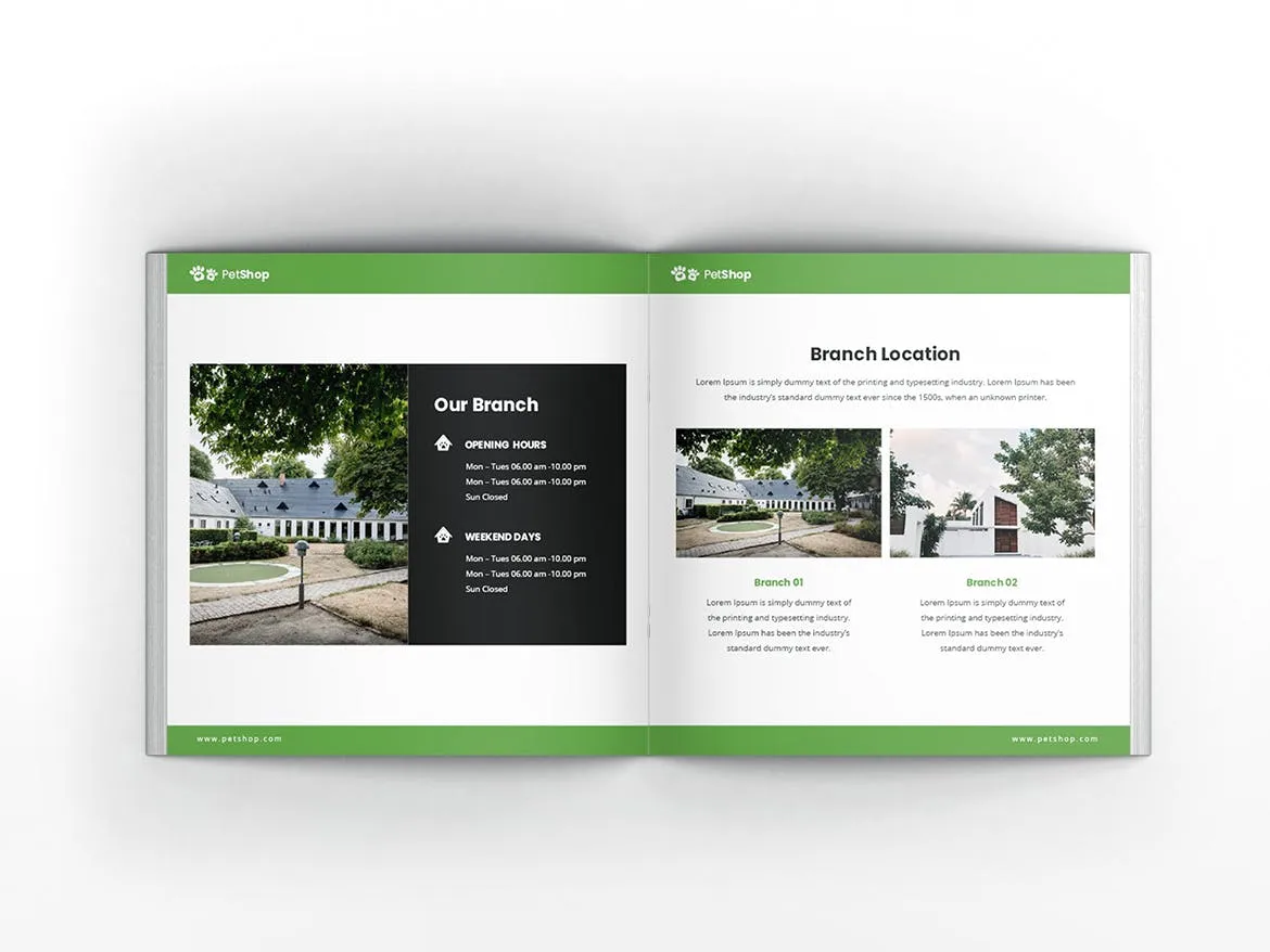 宠物店/宠物医院方形宣传册设计模板 Pet Shop Square Brochure Template插图(12)