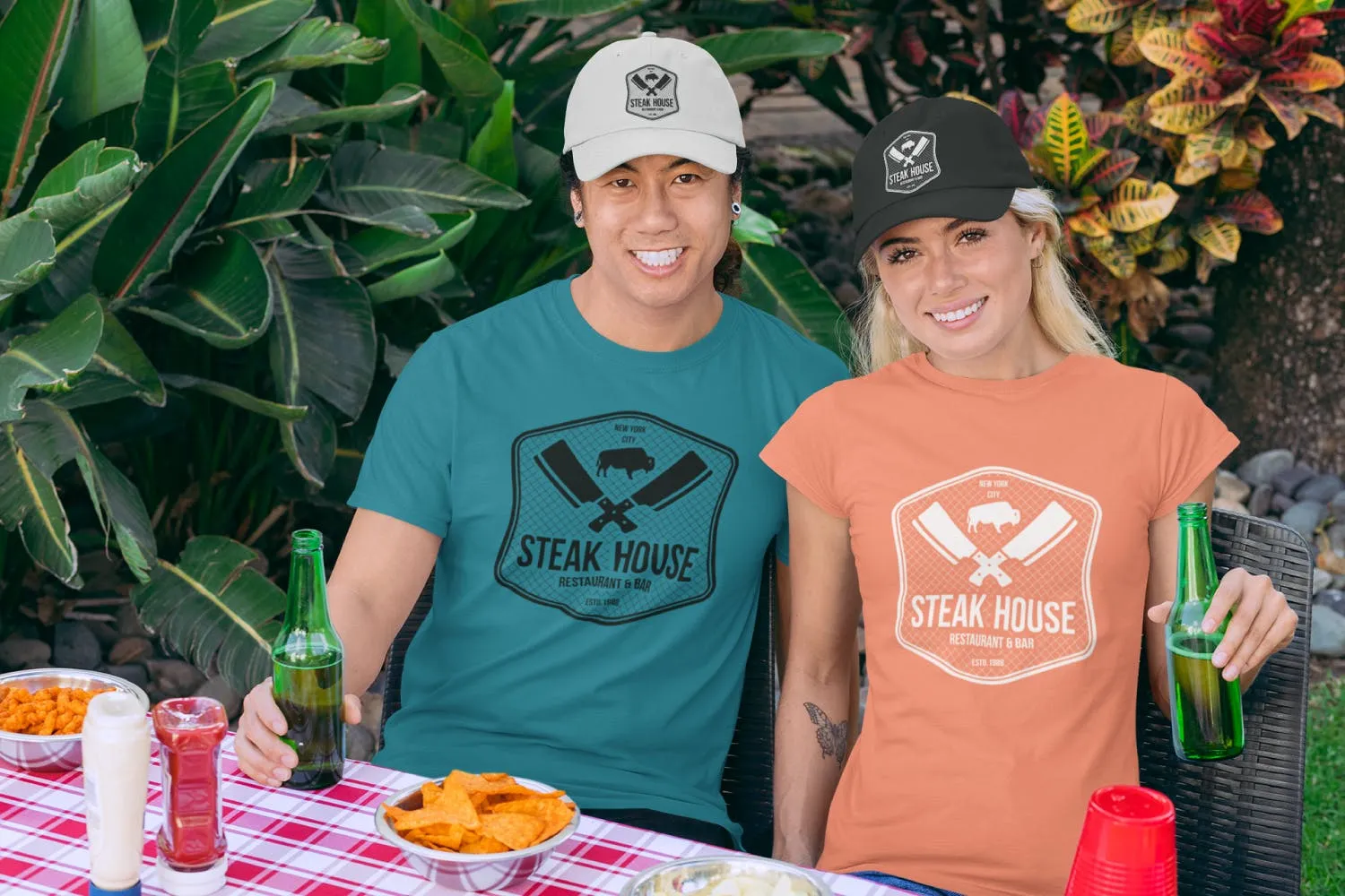 牛排屋餐厅Logo设计T恤印花图案设计素材 Steak House Logo Design TShirt. Retro Vector SVG插图(2)