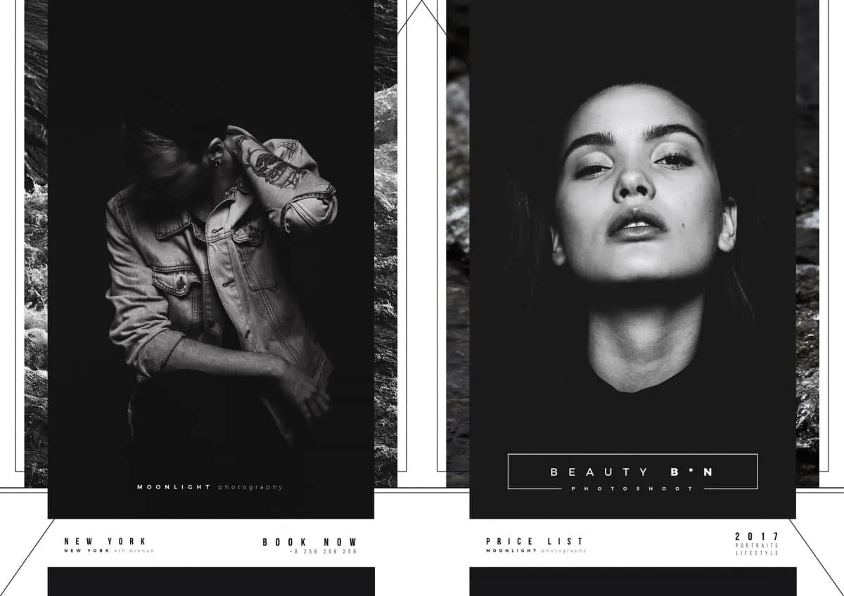 A4折页产品手册模板 Beauty B*N, FREE Brochure Template Folded For Illustrator插图